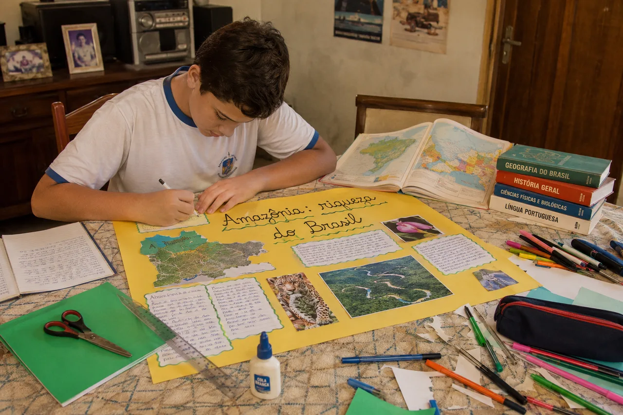 Trabalho escolar em cartolina: quando pesquisa era tesoura, cola, canetinha e biblioteca